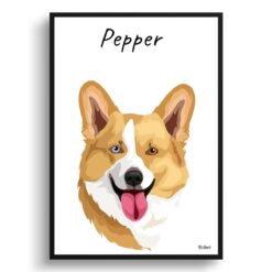 Custom Dog illustration portrait print - Framed & un-framed personalised portrait of your pet 37 personalised pet portrait prints dog illustration white