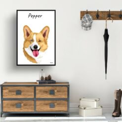 Custom Dog illustration portrait print - Framed & un-framed personalised portrait of your pet 24 personalised pet portrait prints dog illustration white hall