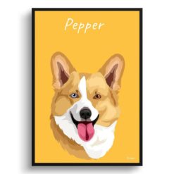 Custom Dog illustration portrait print - Framed & un-framed personalised portrait of your pet 35 personalised pet portrait prints dog illustration yellow