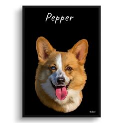 Custom Dog painting portrait print - Framed & un-framed personalised portrait of your pet 28 personalised pet portrait prints dog painting black
