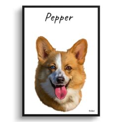 Custom Dog painting portrait print - Framed & un-framed personalised portrait of your pet 37 personalised pet portrait prints dog painting white