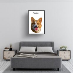Custom Dog painting portrait print - Framed & un-framed personalised portrait of your pet 23 personalised pet portrait prints dog painting white bedroom