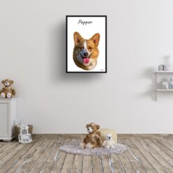 Custom Dog painting portrait print - Framed & un-framed personalised portrait of your pet 25 personalised pet portrait prints dog painting white kids room
