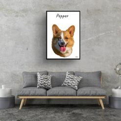 Custom Dog painting portrait print - Framed & un-framed personalised portrait of your pet 26 personalised pet portrait prints dog painting white living room