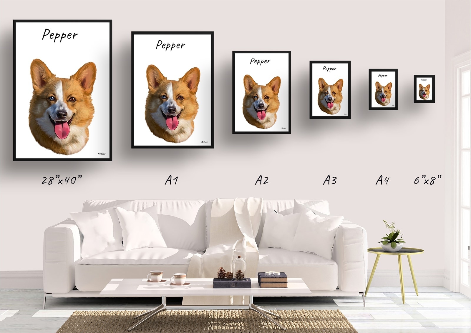 Custom Dog painting portrait print - Framed & un-framed personalised portrait of your pet 4 Custom Dog painting portrait print - Framed & un-framed personalised portrait of your pet - Image 2
