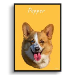 Custom Dog painting portrait print - Framed & un-framed personalised portrait of your pet 35 personalised pet portrait prints dog painting yellow