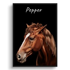 Custom Horse painting portrait print - Framed & un-framed personalised portrait of your pet 27 personalised pet portrait prints horse painting black
