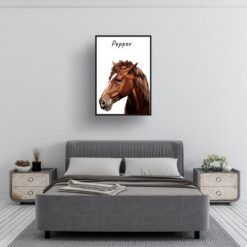 Custom Horse painting portrait print - Framed & un-framed personalised portrait of your pet 22 personalised pet portrait prints horse painting white bedroom