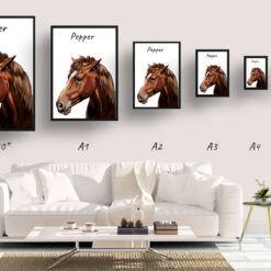 Custom Horse painting portrait print - Framed & un-framed personalised portrait of your pet 20 personalised pet portrait prints horse painting white print size comparison