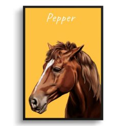 Custom Horse painting portrait print - Framed & un-framed personalised portrait of your pet 34 personalised pet portrait prints horse painting yellow