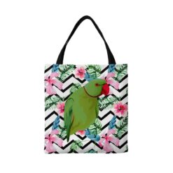 personalised pet portrait travel tote bird illustration geometric tropical
