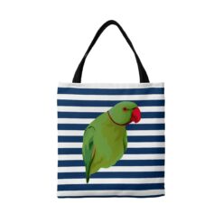 personalised pet portrait travel tote bird illustration nautical stripes