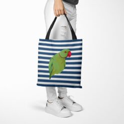 personalised pet portrait travel tote bird illustration nautical stripes tote trowsers walking