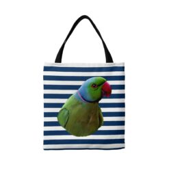 Custom bird painting portrait tote bag - Travel collection personalised portrait of your pet from a photo 15 personalised pet portrait travel tote bird painting nautical stripes