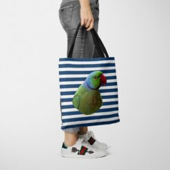 Custom bird painting portrait tote bag - Travel collection personalised portrait of your pet from a photo 22 personalised pet portrait travel tote bird painting nautical stripes tote jeans