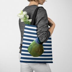 Custom bird painting portrait tote bag - Travel collection personalised portrait of your pet from a photo 23 personalised pet portrait travel tote bird painting nautical stripes tote jumper walking