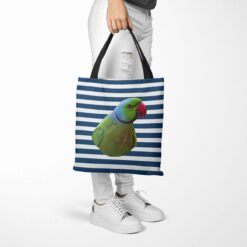 Custom bird painting portrait tote bag - Travel collection personalised portrait of your pet from a photo 25 personalised pet portrait travel tote bird painting nautical stripes tote trowsers walking