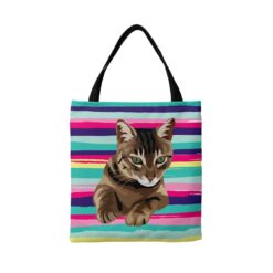 personalised pet portrait travel tote cat illustration beach