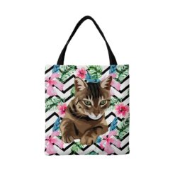 personalised pet portrait travel tote cat illustration geometric tropical