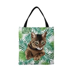 personalised pet portrait travel tote cat illustration leaves