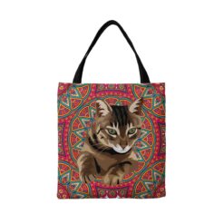personalised pet portrait travel tote cat illustration mandala