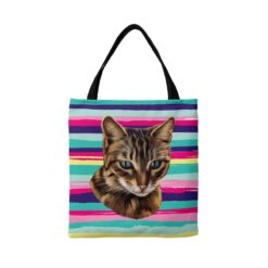 Custom cat painting portrait tote bag - Travel collection personalised portrait of your pet from a photo 16 personalised pet portrait travel tote cat painting beach