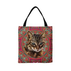 Custom cat painting portrait tote bag - Travel collection personalised portrait of your pet from a photo 20 personalised pet portrait travel tote cat painting mandala