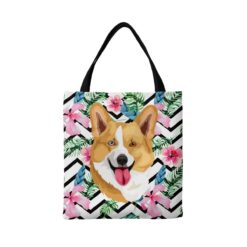 Custom Dog illustration portrait tote bag - Travel collection personalised portrait of your pet from a photo 17 personalised pet portrait travel tote dog illustration geometric tropical
