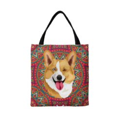 Custom Dog illustration portrait tote bag - Travel collection personalised portrait of your pet from a photo 20 personalised pet portrait travel tote dog illustration mandala