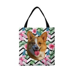personalised pet portrait travel tote dog painting geometric tropical