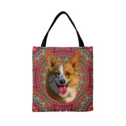 personalised pet portrait travel tote dog painting mandala