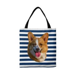 personalised pet portrait travel tote dog painting nautical stripes
