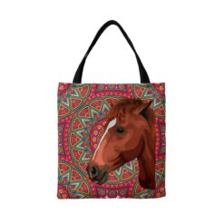 Custom Horse illustration portrait tote bag - Travel collection personalised portrait of your pet from a photo 20 personalised pet portrait travel tote horse illustration mandala