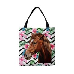 Custom horse painting portrait tote bag - Travel collection personalised portrait of your pet from a photo 17 personalised pet portrait travel tote horse painting geometric tropical