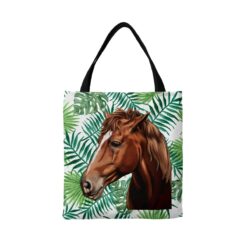 Custom horse painting portrait tote bag - Travel collection personalised portrait of your pet from a photo 18 personalised pet portrait travel tote horse painting leaves