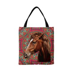 Custom horse painting portrait tote bag - Travel collection personalised portrait of your pet from a photo 20 personalised pet portrait travel tote horse painting mandala