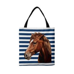 Custom horse painting portrait tote bag - Travel collection personalised portrait of your pet from a photo 15 personalised pet portrait travel tote horse painting nautical stripes