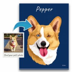 Custom Dog illustration portrait canvas print - Personalised portrait of your pet from a photo