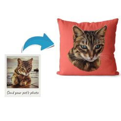 Custom Cat painting portrait throw pillow - Personalised cushion portrait of your pet from a photo
