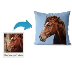 Custom Horse painting portrait throw pillow - Personalised cushion portrait of your pet from a photo