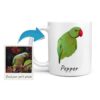 Custom bird illustration portrait mug - Personalised coffee mug portrait of your pet from a photo 1 photo to personalised pet portrait mug bird illustration