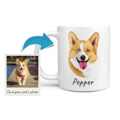 Custom dog illustration portrait mug - Personalised coffee mug portrait of your pet from a photo