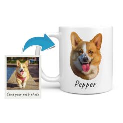 Custom Dog painting portrait mug - Personalised coffee mug portrait of your pet from a photo