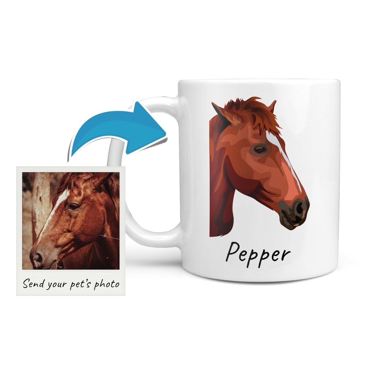 Custom horse illustration portrait mug - Personalised coffee mug portrait of your pet from a photo 3 Custom horse illustration portrait mug - Personalised coffee mug portrait of your pet from a photo