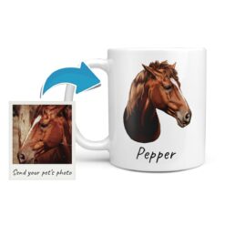 Custom horse painting portrait mug - Personalised coffee mug portrait of your pet from a photo