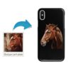 Custom horse painting portrait phone case - Personalised portrait of your pet from a photo for your Iphone 15 Pro Max, Iphone 14, 13, 12 to 6 & Samsung Galaxy S23 Ultra, S22, S21 to S6 2 photo to personalised pet portrait phone case horse painting