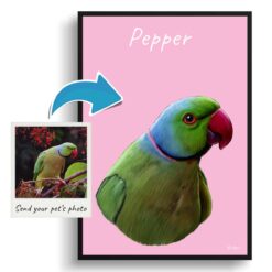 Custom Bird painting portrait print - Framed & un-framed personalised portrait of your pet
