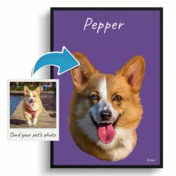 Custom Dog painting portrait print - Framed & un-framed personalised portrait of your pet