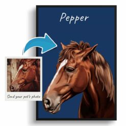 Custom Horse painting portrait print - Framed & un-framed personalised portrait of your pet