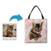Custom Cat illustration portrait tote bag - Travel collection personalised portrait of your pet from a photo 2 photo to personalised pet portrait travel tote cat illustration